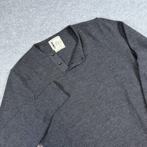 Max Rohr Sweater Mens XL Gray Merino Wool Henley Pullover Made Italy